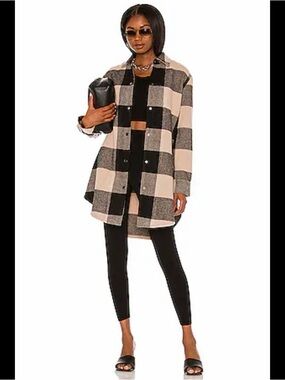Steve Madden Eldridge Black and Beige Plaid Shacket